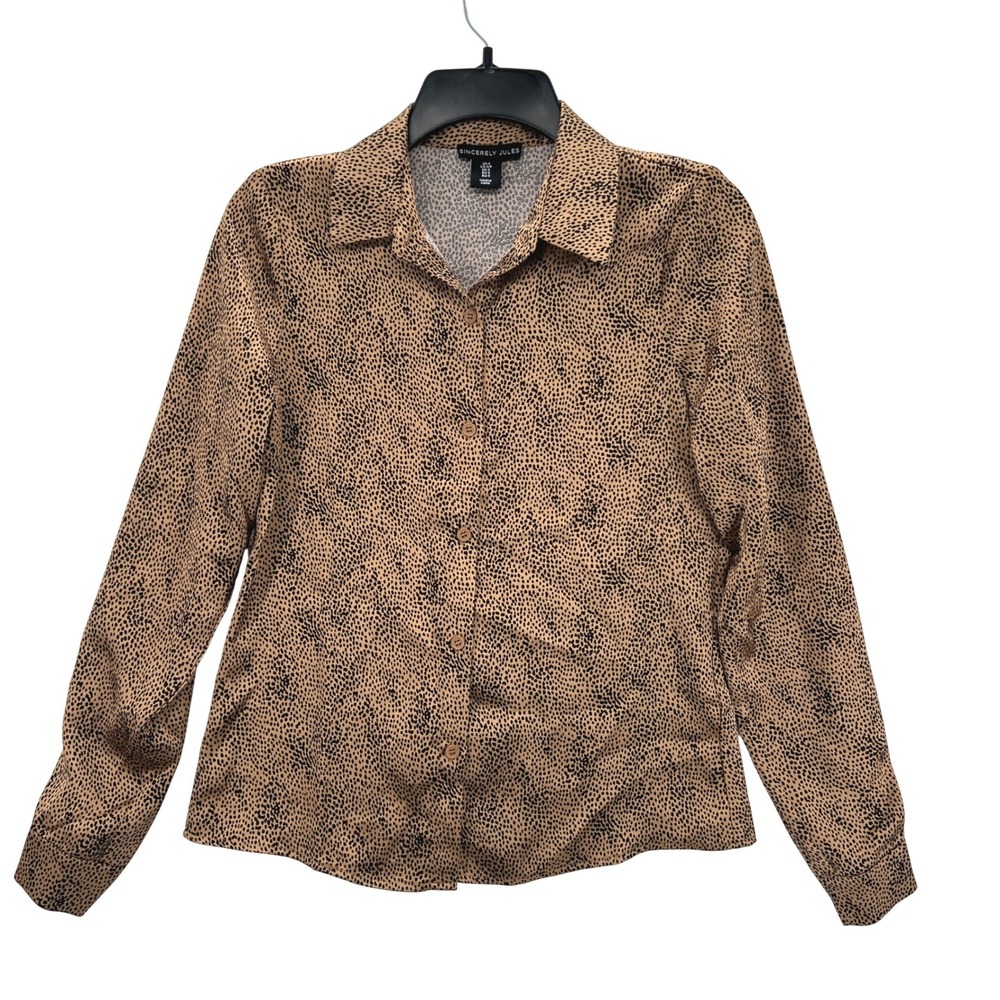 Sincerely Jules Leopard Print Button Downโ Shirt Women's S Office Quiet Luxury